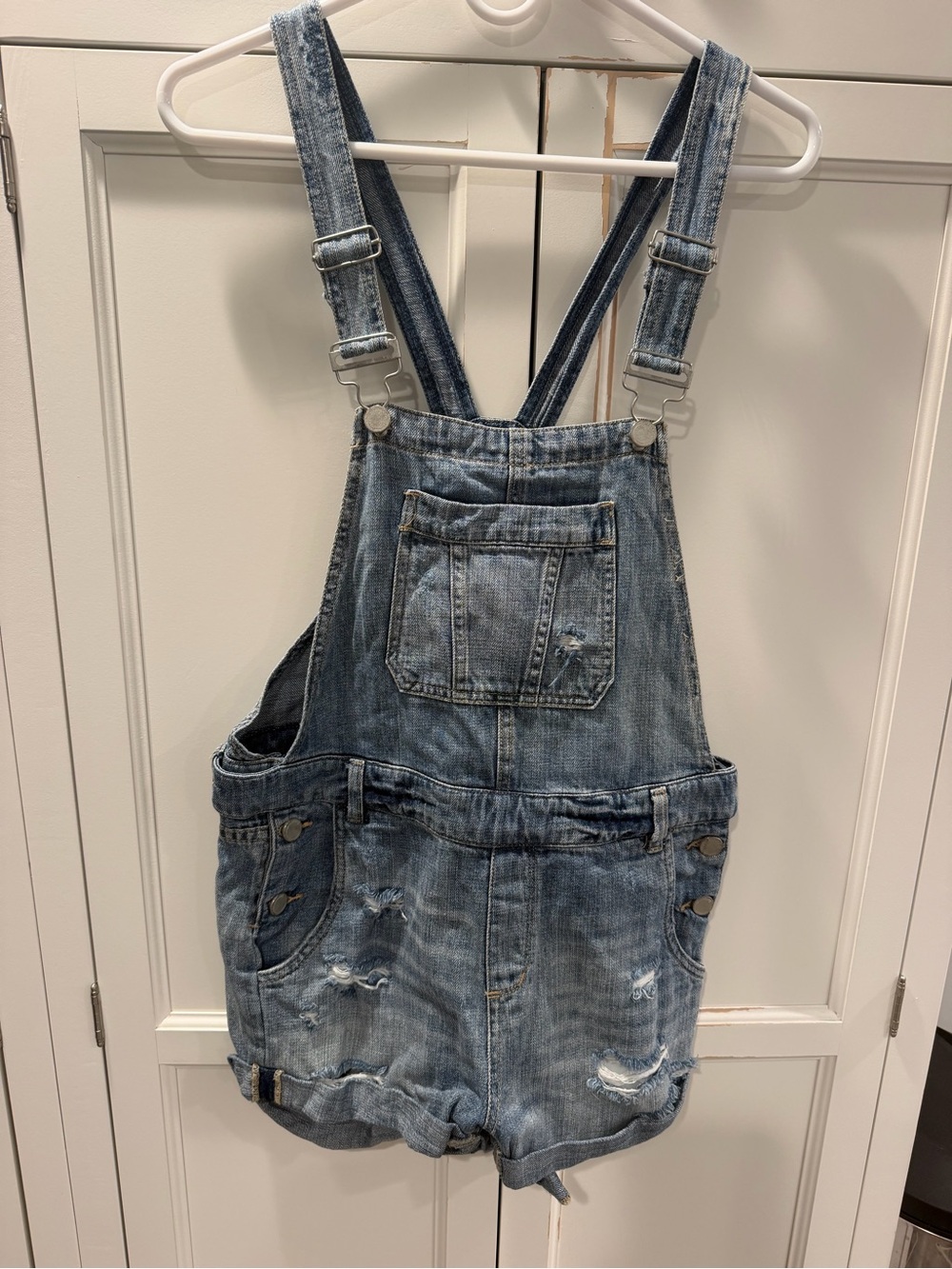 BlankNYC Distressed Denim Short Overalls
